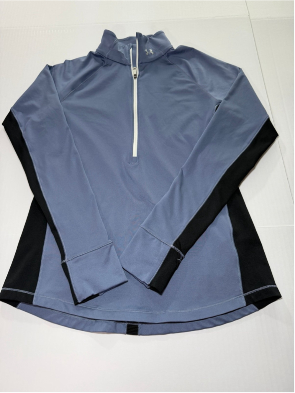 Under Armour women's half-zip blue-grey and black athletic long-sleeve top Sz M